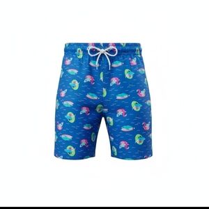 Lands' End Bright Blue Boys' Swim Trunks Multicolor Float & Dolphin NWOT 14H-16H